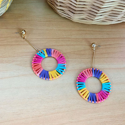 Raffia colorful earrings